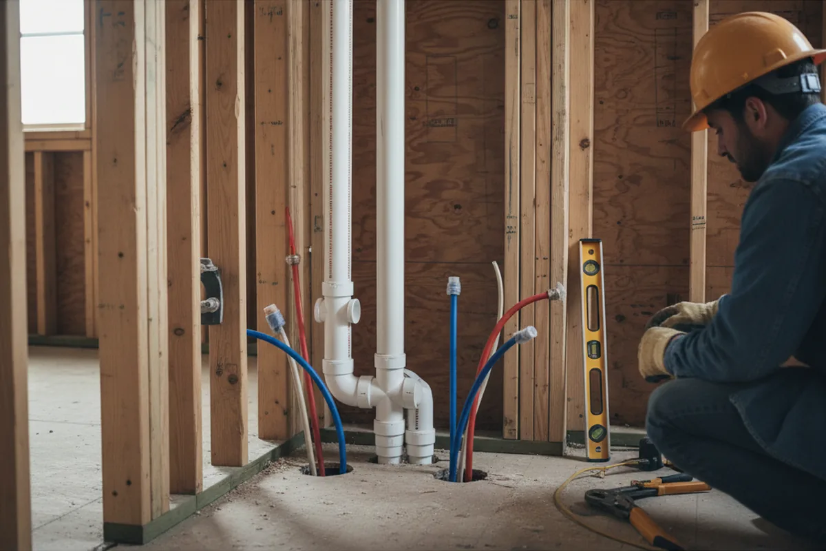 Drain and supply rough-in during Sump Pump Repair in Mc Daniels